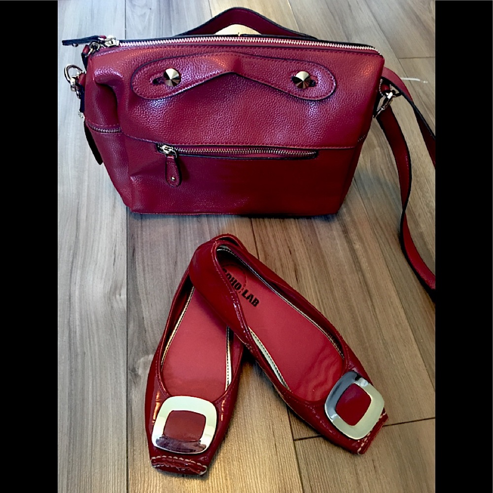 Red beautiful shoes US 7.5 & matching bag